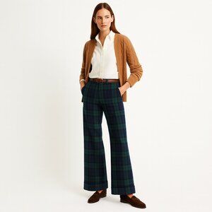 VTG Plaid Tartan Preppy Flared Cuffed Wool Blue Green Black Handmaid Pants sz 29